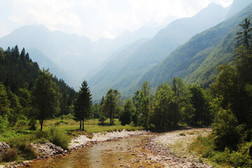 Fototapeta na wymiar Soca river valley, Trenta, Slovenia