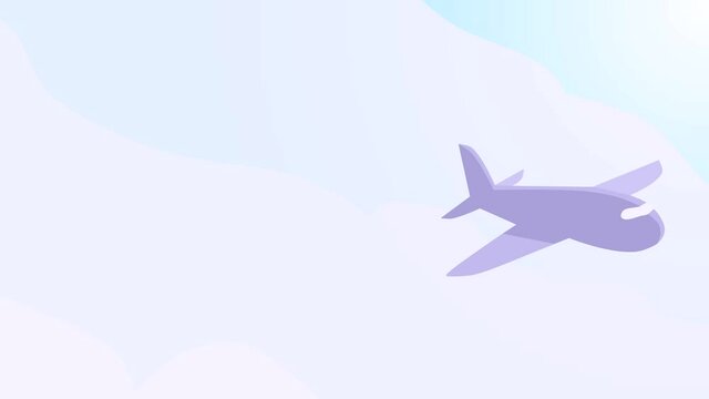 2D Looping Animation Of An Airplane In The Clouds With Copy Space