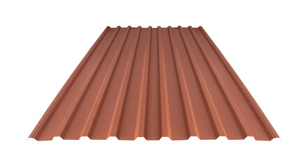 Roof wave ripple profile metal sheet colored wooden texture isolated on white background