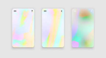 Minimal holographic iridescent colors wavy design for mobile app background and poster, placard, banner or flyer modern concept. Eps10 vector illustration