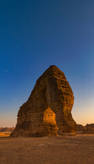 Fototapeta na wymiar Elephant rock outcrop geological formation at Sunset near Al Ula, Saudi Arabia