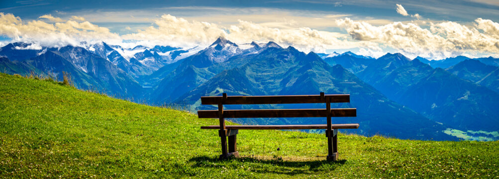 view from Schmitten mountain in Austria - near Zell am See