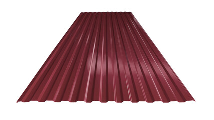Roof wave ripple profile metal sheet colored wooden texture isolated on white background