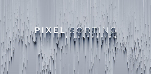 Minimal background with gradient color lines. Geometric trendy design. Pixel sorting glitch style. Eps10 vector illustration