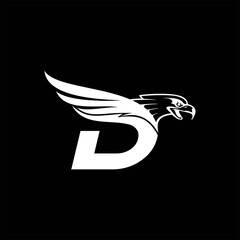 simple typography D eagle vector logo