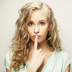 Naklejka premium luxurious blonde with curly hair