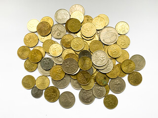 gold coins isolated on white