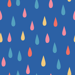 Simple baby seamless pattern with rain drops. Cute rain vector pattern in Scandinavian style. Kids background for apparel, nursery, fabric. Hand drawn childish backdrop