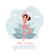 Flat time to yoga. Modern time to yoga, great design for any purposes. Vector illustration.