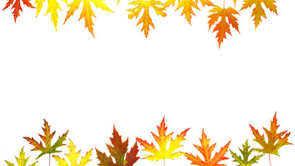 Maple leafs. Flat lay. Copy space