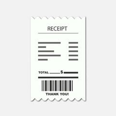 Icon shopping receipt. Invoice sign. Paying bills.