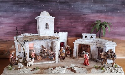 orientalische Krippe, Weihnachtskrippe, heilig Abend, Jesus, Geburt,Maria,Josef, Stall, Kirche,...