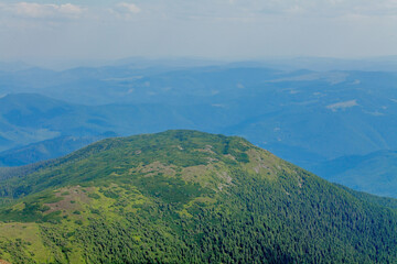 Fototapeta na wymiar Morning sunny day is in mountain landscape. Carpathian, Ukraine, Europe. Beauty world. Large resolution