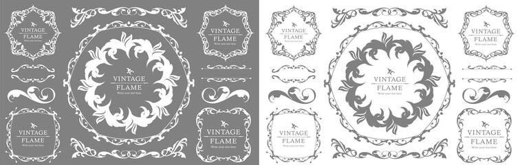 高級感のあるフレームデザイン、カリグラフィー素材、ラグジュアリー、テンプレート、【コピースペース】