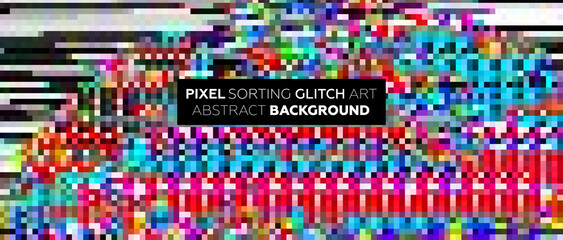 Minimal background with gradient color lines. Geometric trendy design. Pixel sorting glitch style. Eps10 vector illustration