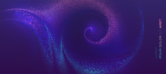 Glowing particles liquid dynamic flow background. Trendy fluid cover design. Eps10 vector illustration