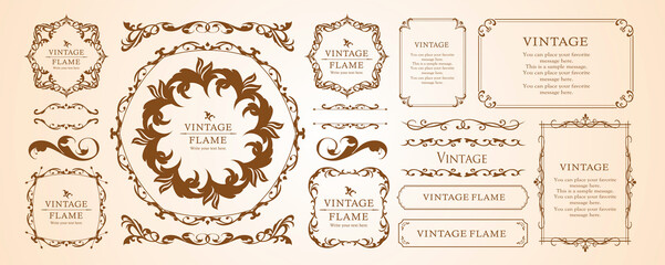 高級感のあるフレームデザイン、カリグラフィー素材、ラグジュアリー、テンプレート、【コピースペース】