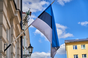 Estonian flag on a sky on a sunny day