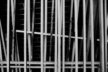 Background of the iron bars in black and white color