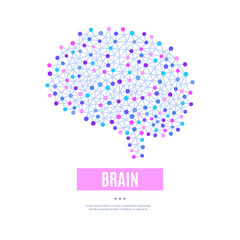 Concept of human brain. Illustration for label of medicine, advertisement poster or banner for psychologist or psychotherapist, design for website or article about mental health