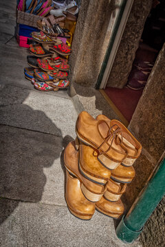 Custom Made Shoes In Front Of Shop, Ponte De Lima, Portugal 