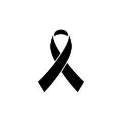 Cancer ribbon silhouette icon. Clipart image isolated on white background.