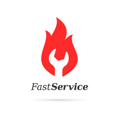 Vector illustration of a logo for business, car repair service on a light background.