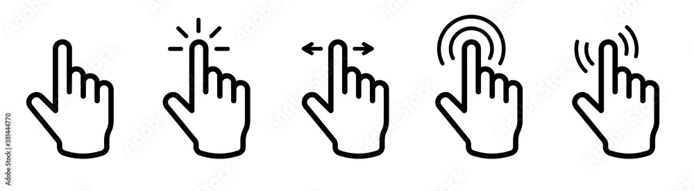 Poster Set of Cursor icons click, vector icons. Mouse click cursor set. Cursor icon. Vector illustration.