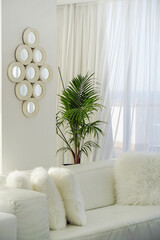 Living room with white sofa. White concept living room interior