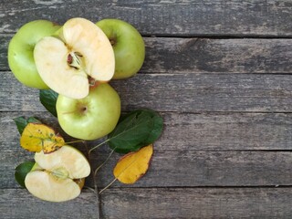 apples on wooden background