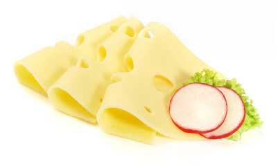 Emmental Cheese Slices on white Background - Isolated