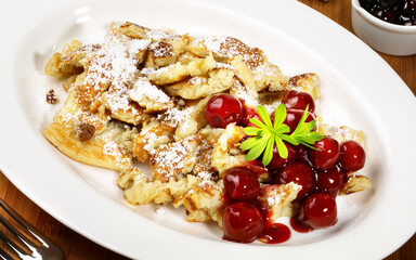Traditional Kaiserschmarrn - Austrian Pancake Pieces on white Background