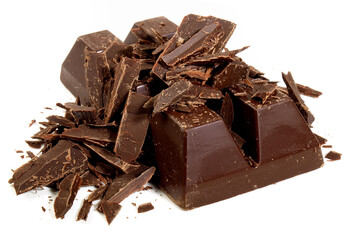 Dark Chocolate Couverture on white Background - Isolated