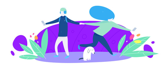 Remote working people. Business mobile technologies concept. Liquid fluid geometric background. Eps10 vector