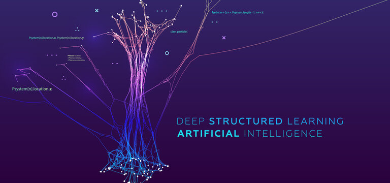 Quantum computing, deep learning artificial intelligence, signal cryptography infographic vector illustrations. Big data algorithms visualization for business, science presentations, posters, covers