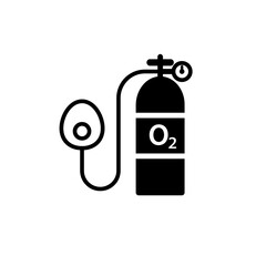 Medical oxygen tank silhouette icon. Clipart image isolated on white background.