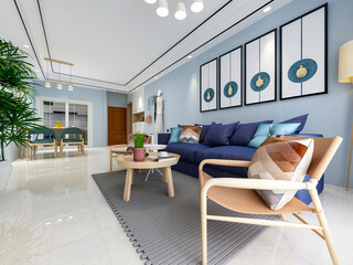 Modern and luxurious living room decoration of modern residence