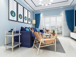 Modern and luxurious living room decoration of modern residence