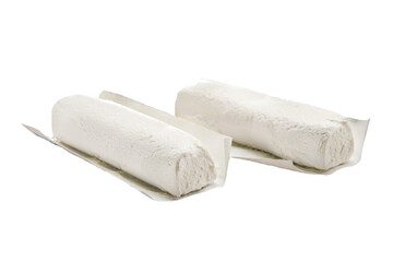 fresh italian white cheese caprino isolated on white background