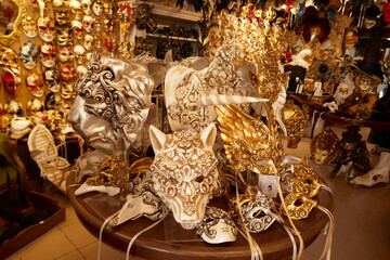 Souvenir Venetian masks of Unicorn, Lion, Wolf