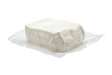 fresh italian white cheese crescenza isolated on white background