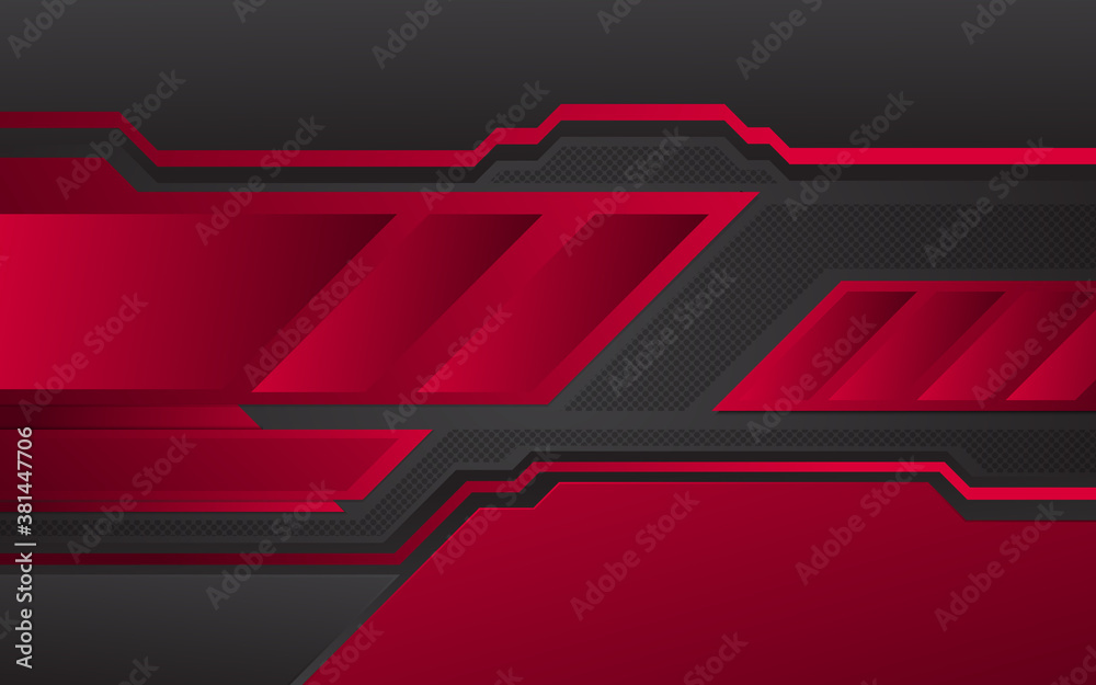 Wall mural abstract red geometric sci fi with black background