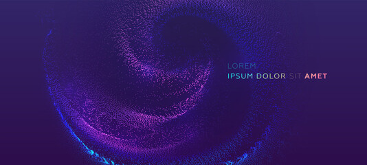 Glowing particles liquid dynamic flow background. Trendy fluid cover design. Eps10 vector illustration