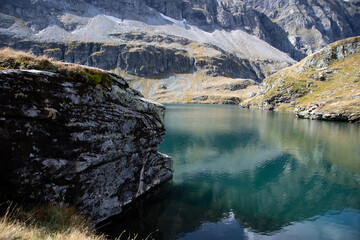 Wonderful color of the water of the mountain lake "Plattachsee"
