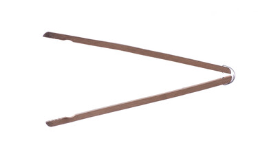 wooden tongs for washing isolated on white background