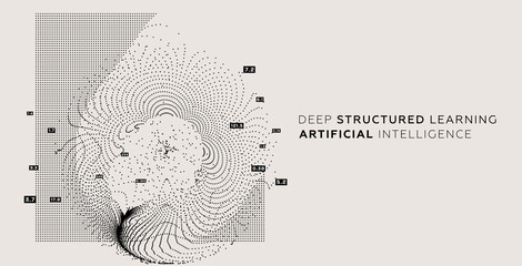 Quantum computing, deep learning artificial intelligence, signal cryptography infographic vector illustrations. Big data algorithms visualization for business, science presentations, posters, covers