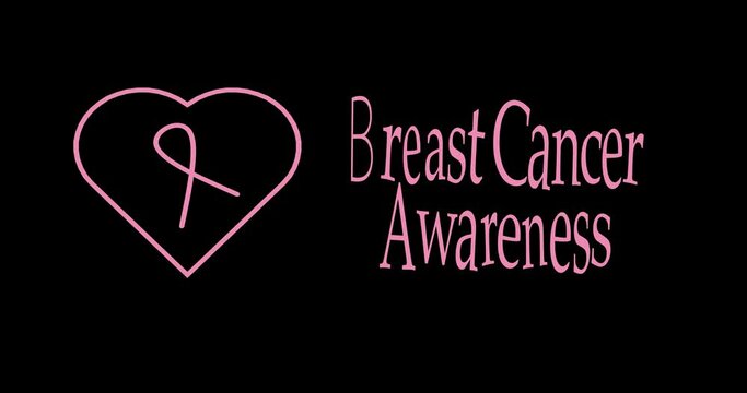 World Breast Cancer Awareness Day. Pink ribbon cancer awareness. Modern style logo animation for october month awareness campaigns. 