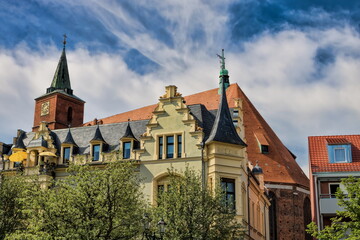 Obraz premium bernau bei berlin, deutschland - altstadt mit marienkirche