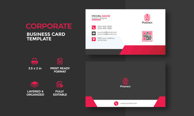 Stylish creative corporate red abstract business card template design