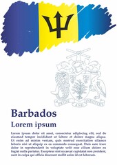 Flag of Barbados, Barbados. Template for award design, an official document with the flag of Barbados. Bright, colorful vector illustration.